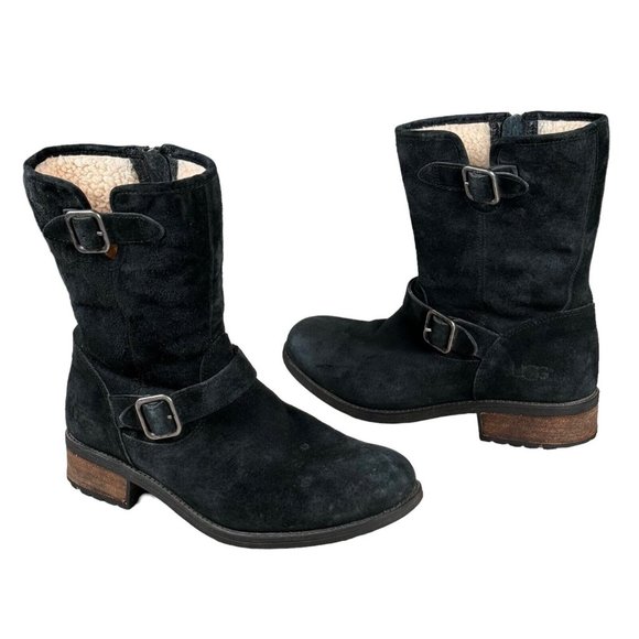 UGG Shoes - UGG Women's Chaney Boots Black Suede Buckle Details 1006042 Winter Boot Size 10